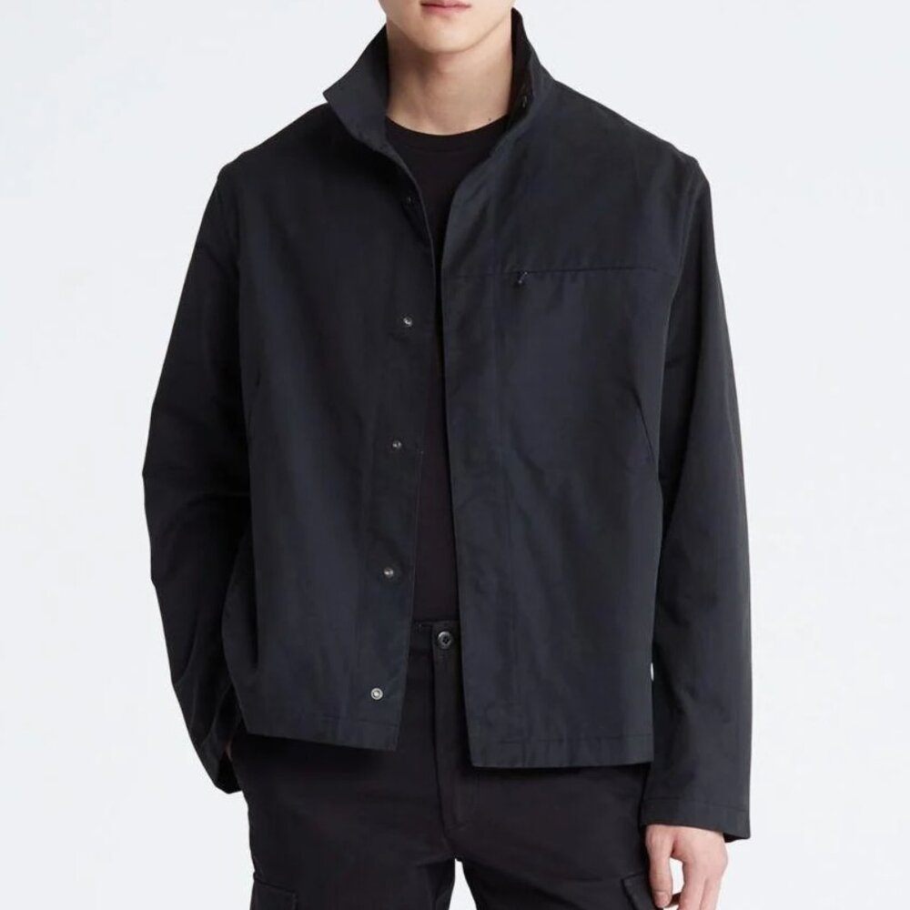 Calvin Klein Field Jacket Black Medium Men's Stand Collar Short Cropped Boxy Fit